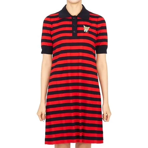 Gucci Striped Cotton Knit Polo Dress
