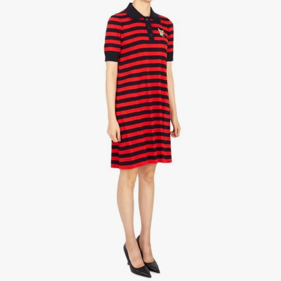 Gucci Striped Cotton Knit Polo Dress