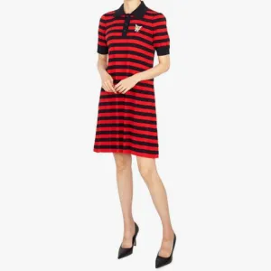 Gucci Striped Cotton Knit Polo Dress