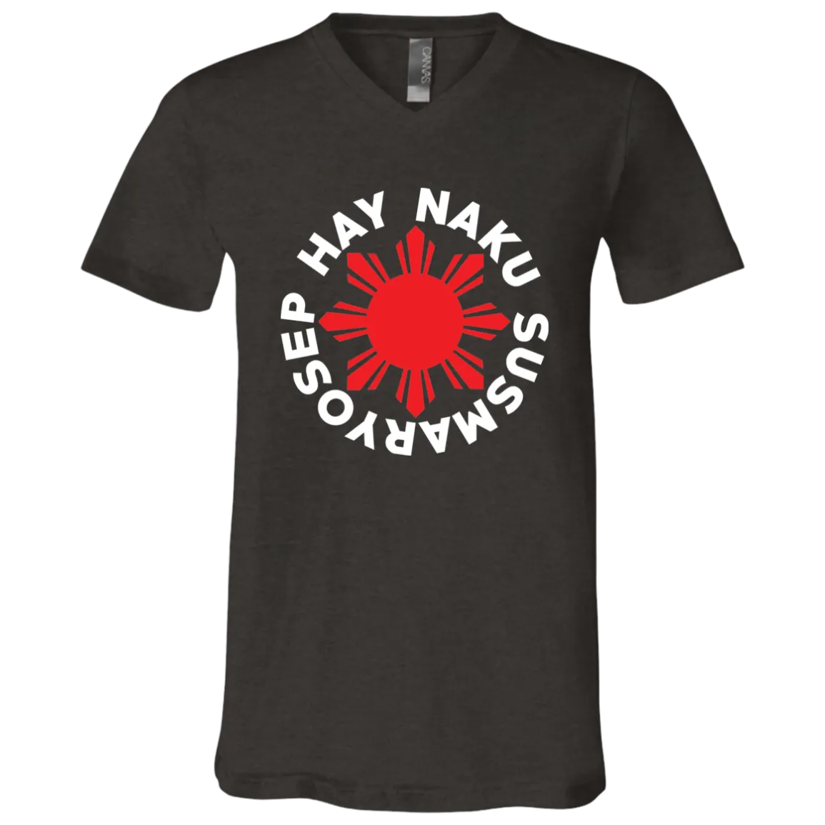 Hay Naku Susmaryosep Red Sun Unisex Jersey V-Neck T-Shirt