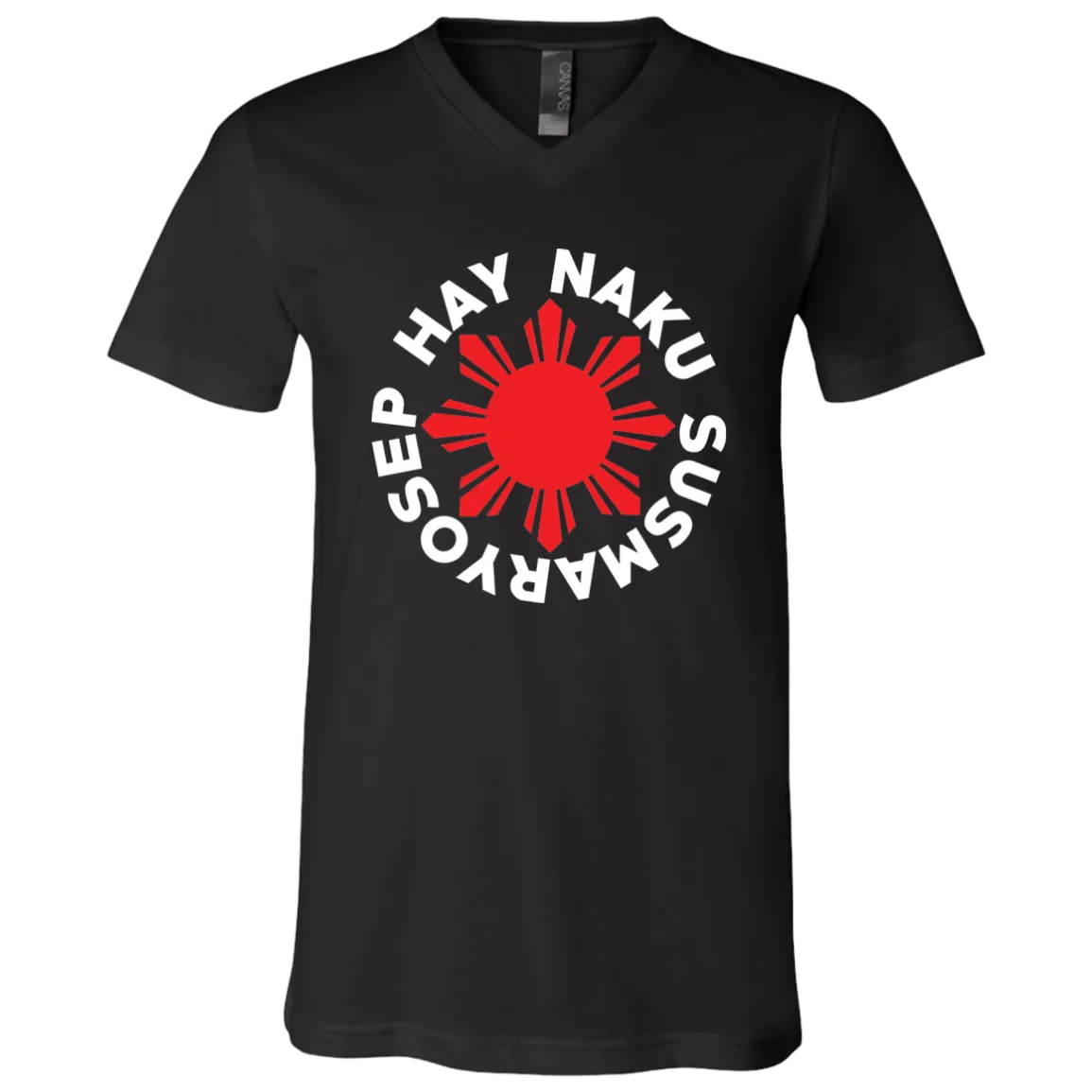 Hay Naku Susmaryosep Red Sun Unisex Jersey V-Neck T-Shirt