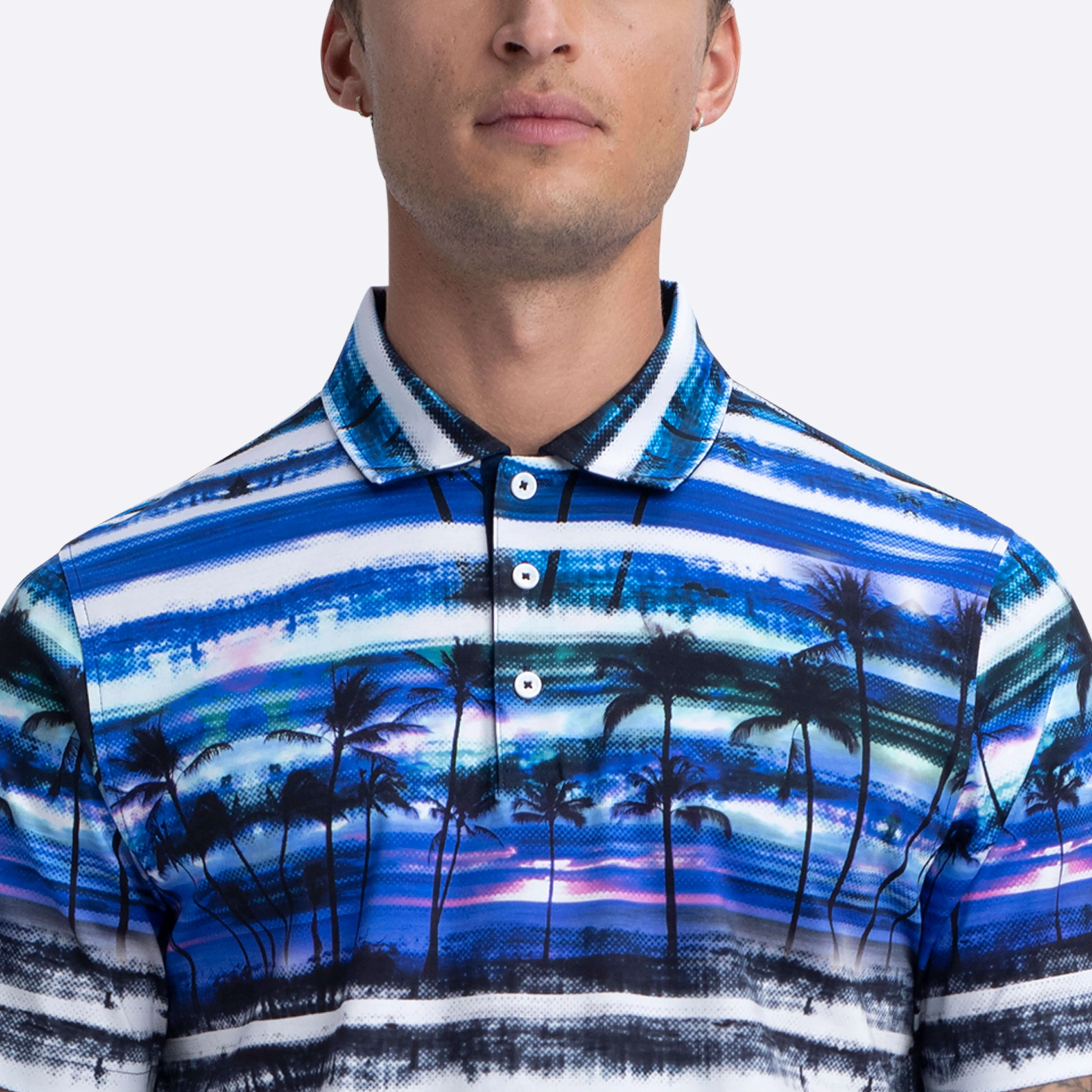 Hendrix Striped Palm Polo