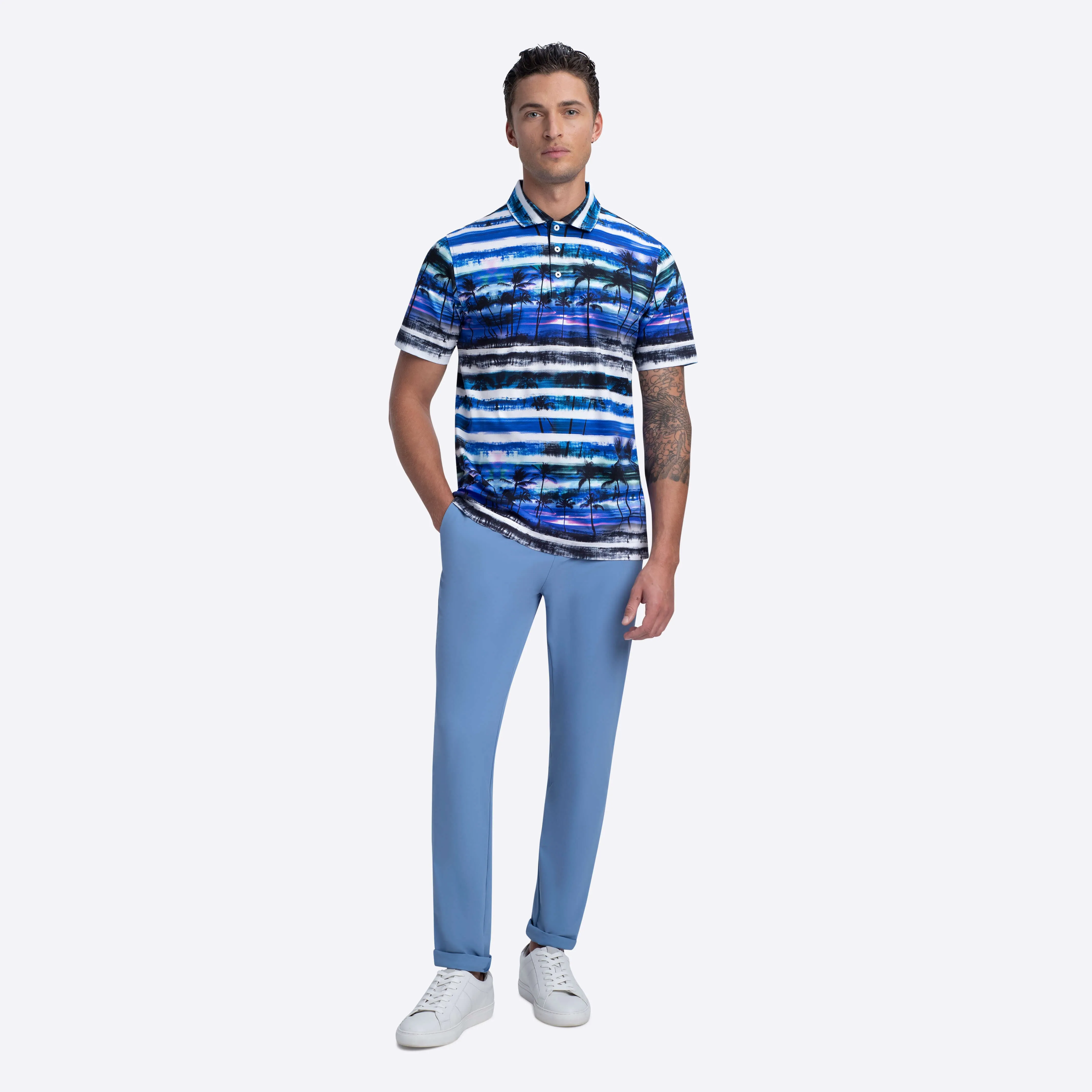 Hendrix Striped Palm Polo