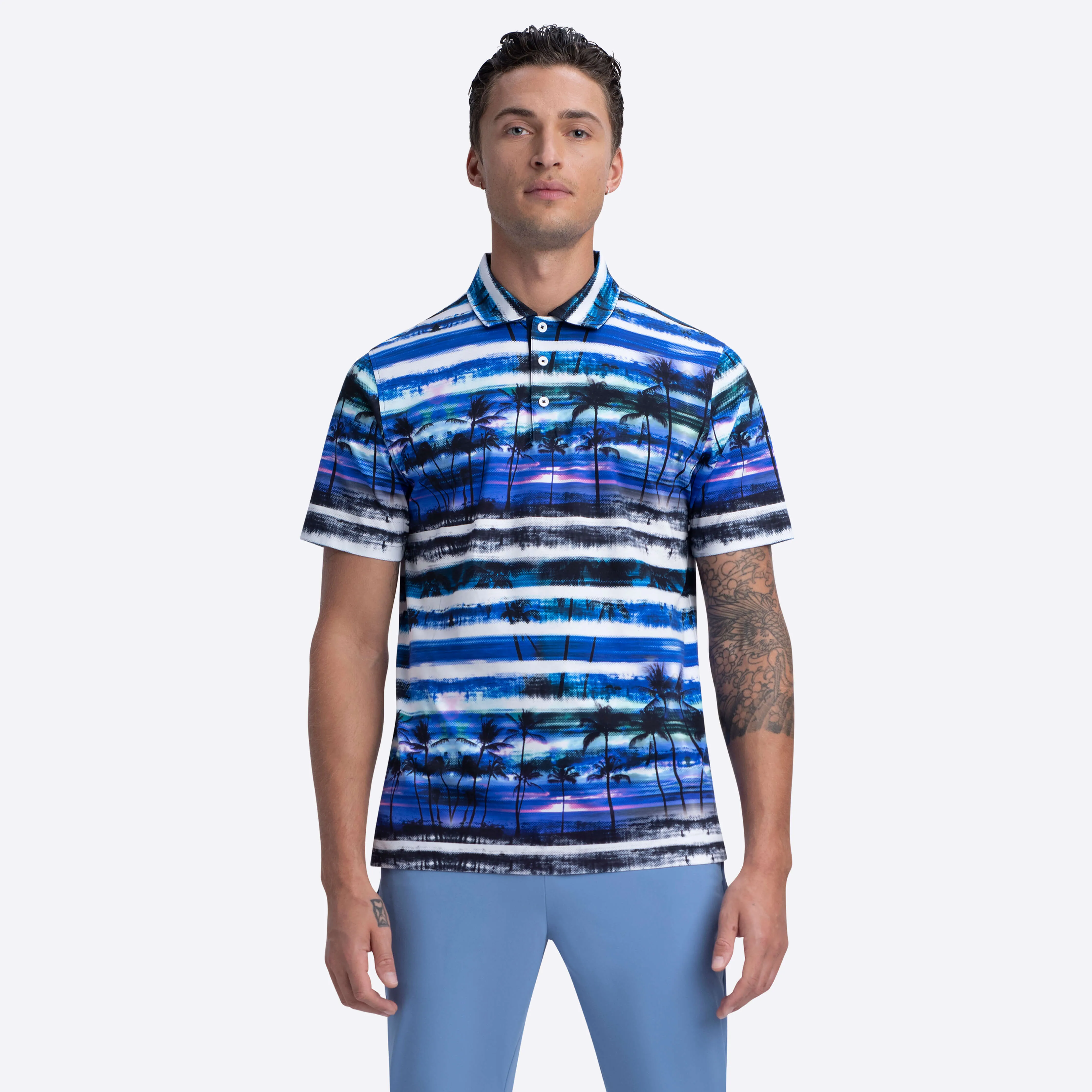 Hendrix Striped Palm Polo