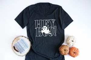 Hey Boo Ghost Shirt | Halloween Shirt | Unisex V Neck
