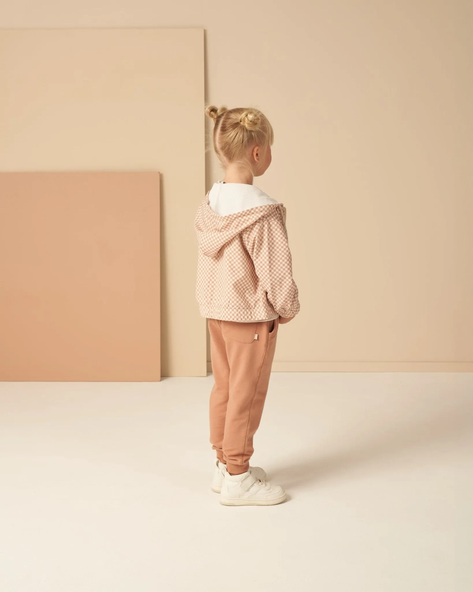 Hooded Windbreaker || Clay Micro Check
