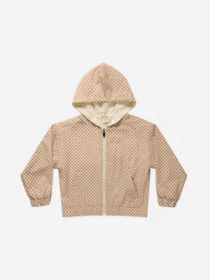 Hooded Windbreaker || Clay Micro Check