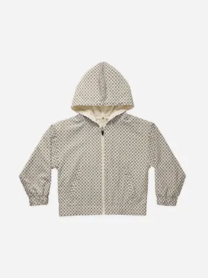 Hooded Windbreaker || Grey Micro Check