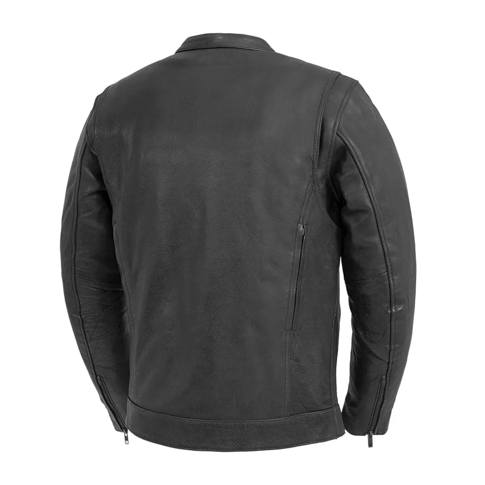 Hunter Men's Motorcycle Leather Jacket - Black