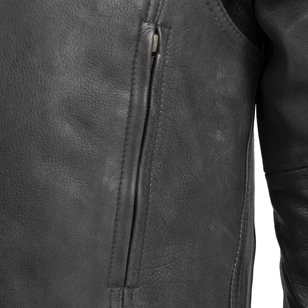 Hunter Men's Motorcycle Leather Jacket - Black