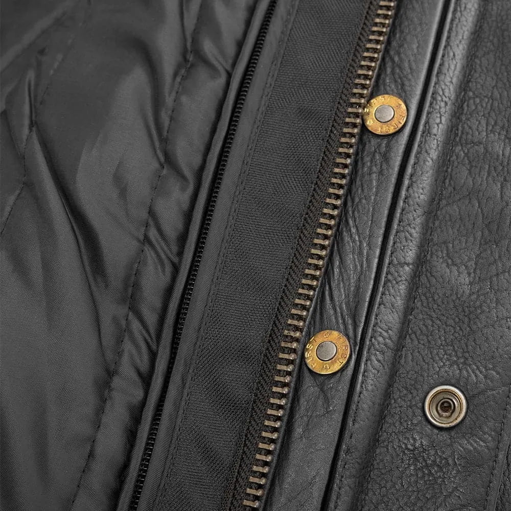 Hunter Men's Motorcycle Leather Jacket - Black