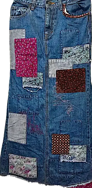 HYSTERIC GLAMOUR JAPAN. "KINKY" Patchwork Denim Skirt