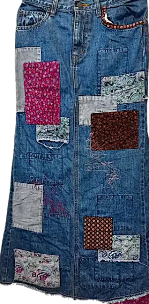 HYSTERIC GLAMOUR JAPAN. "KINKY" Patchwork Denim Skirt