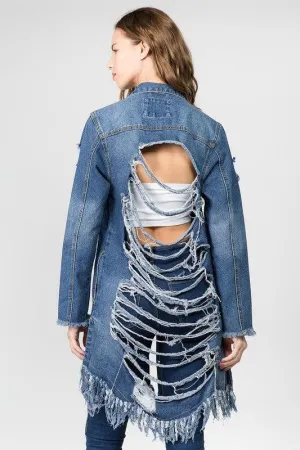 Jean shirt jacket distressed