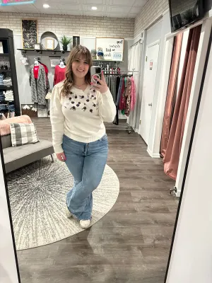 Jenna Floral Detail Crewneck Sweater