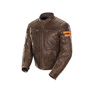 Joe Rocket Classic '92 Men's Leather On-Road Motorcycle Jacket - Brown/Orange