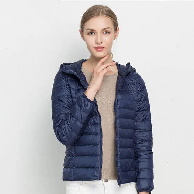 Johnature 2018 Hooded 90% White Duck Jacket Autumn Winter 12 Colors New Warm Slim Zipper Women Fashion Light Down Coat S-3XL