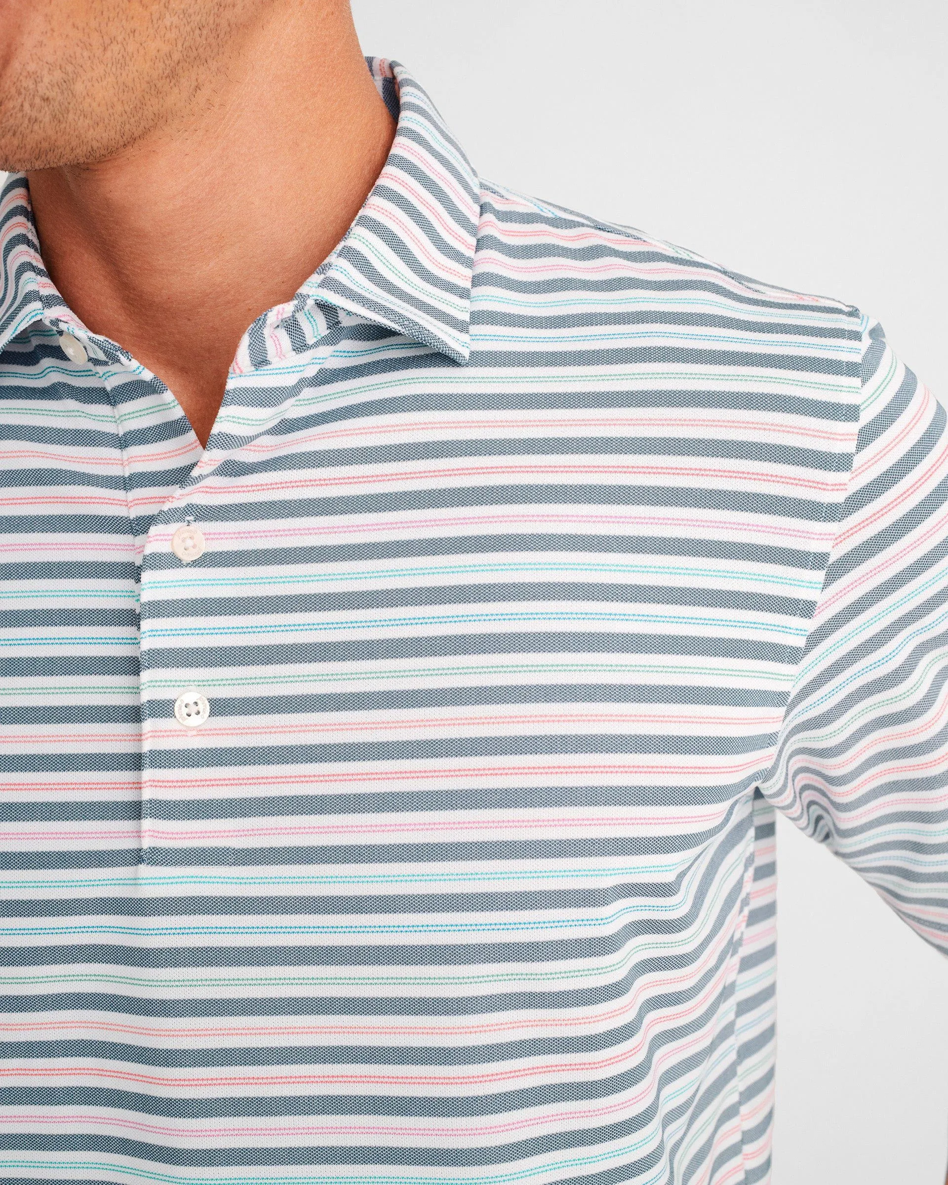 JOHNNIE-O SID STRIPED MESH POLO