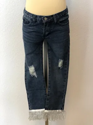 K ANKLE FRINGE JEANS