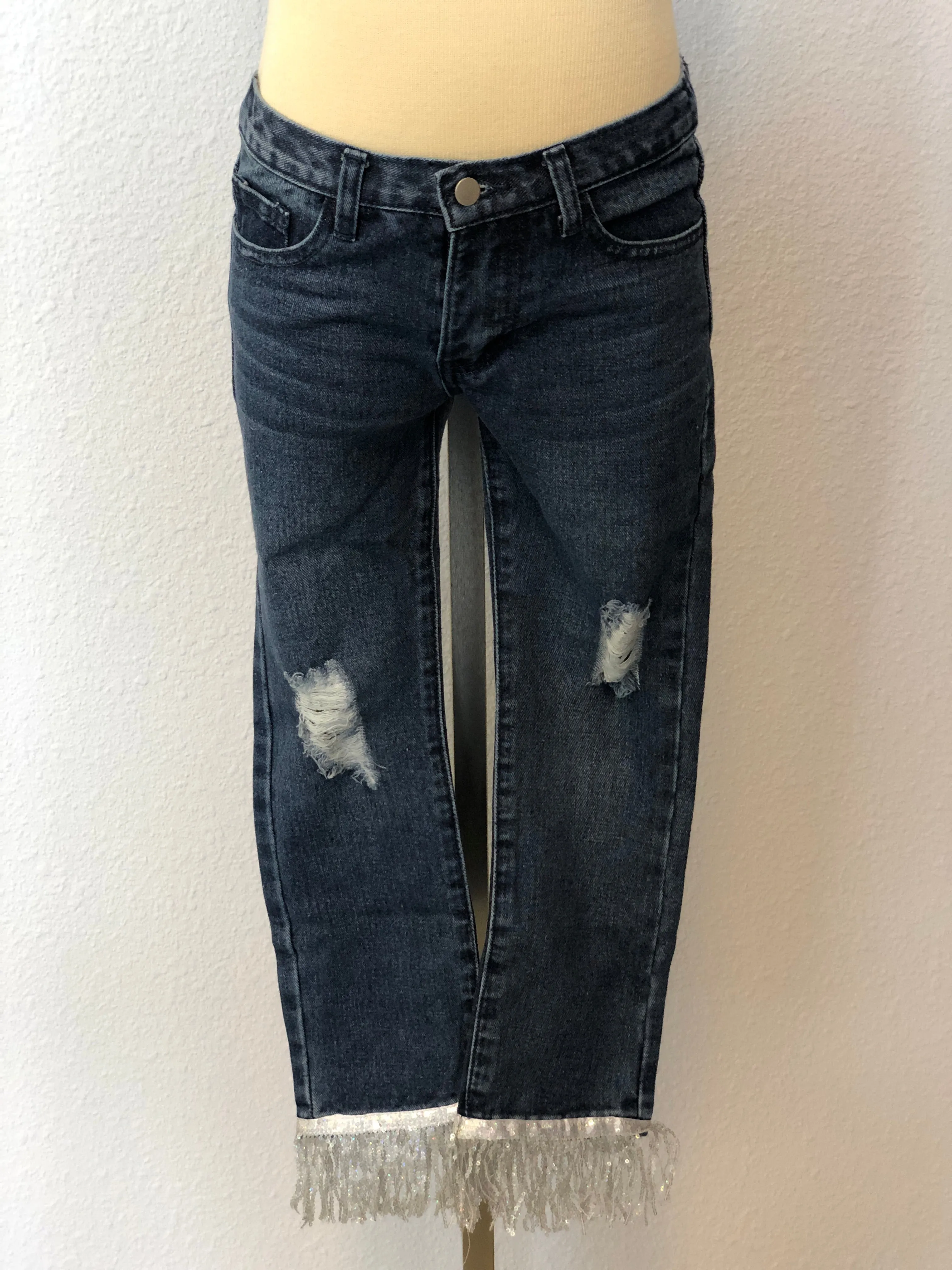 K ANKLE FRINGE JEANS