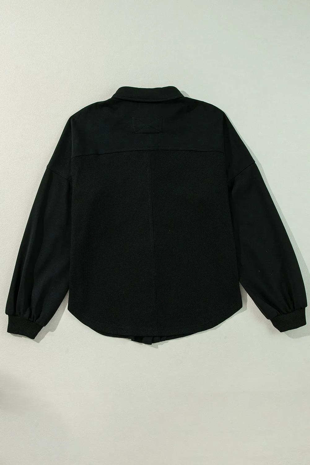 KaleaBoutique Waffle Knit Patchwork Buttoned Oversized Shacket
