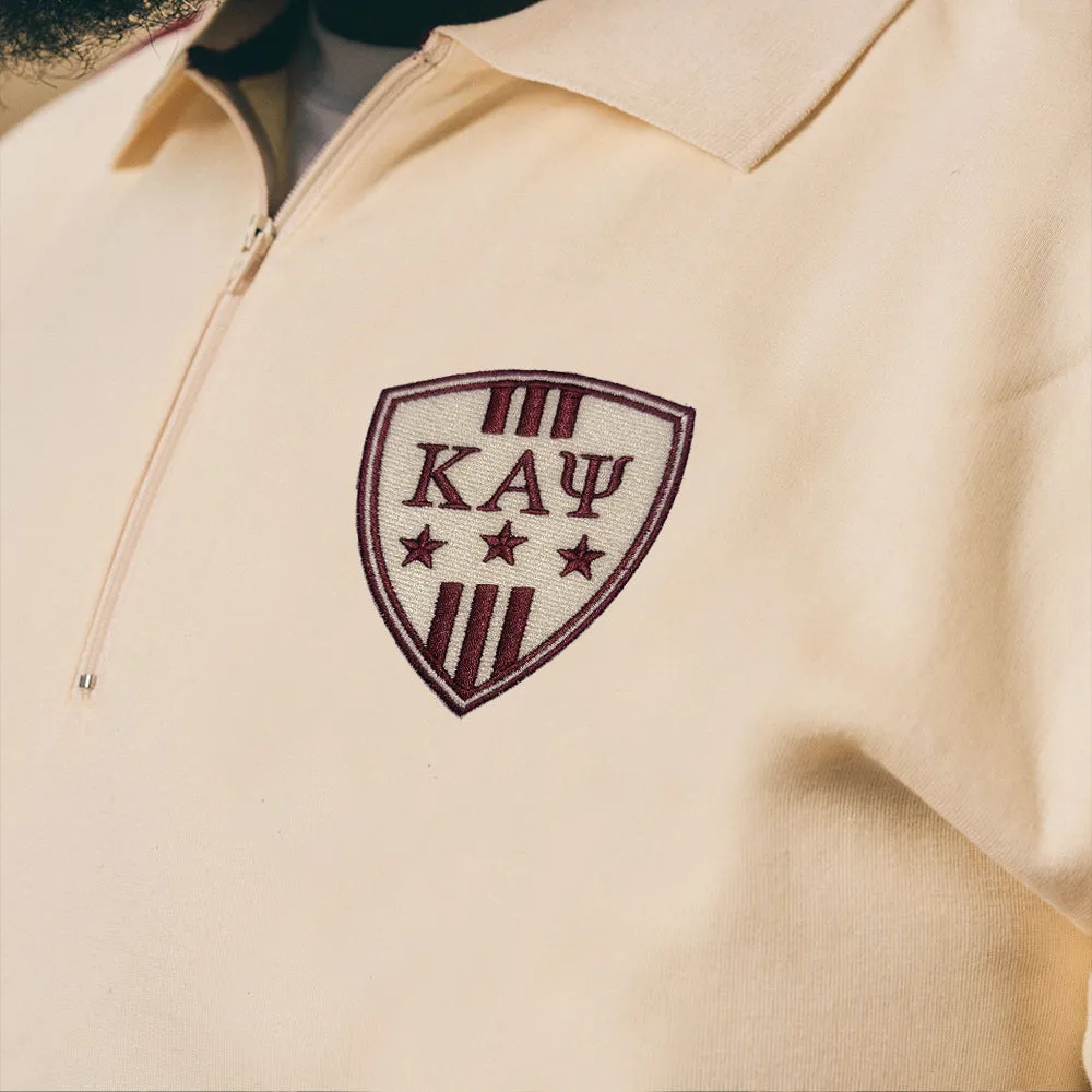 Kappa Alpha Psi Striped Zip Klub Polo (Cream)
