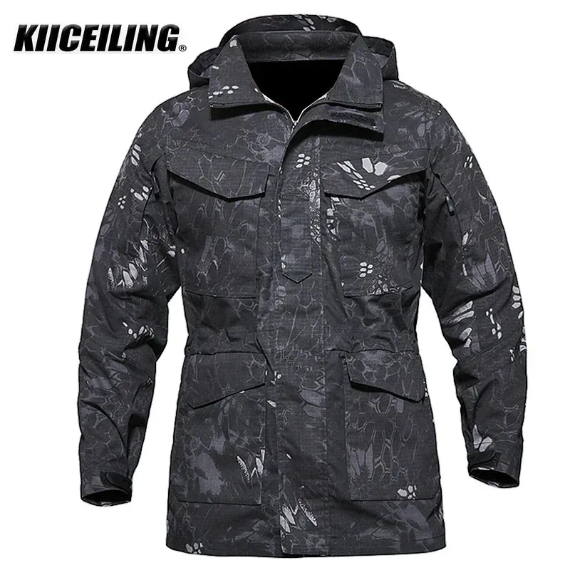 KIICEILING Multicam Military Tactical Jackets For Men Warm Waterproof Windbreakers Army Camouflage Motorcycle Parka Trench Coat