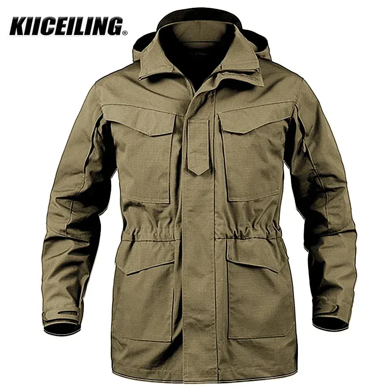 KIICEILING Multicam Military Tactical Jackets For Men Warm Waterproof Windbreakers Army Camouflage Motorcycle Parka Trench Coat