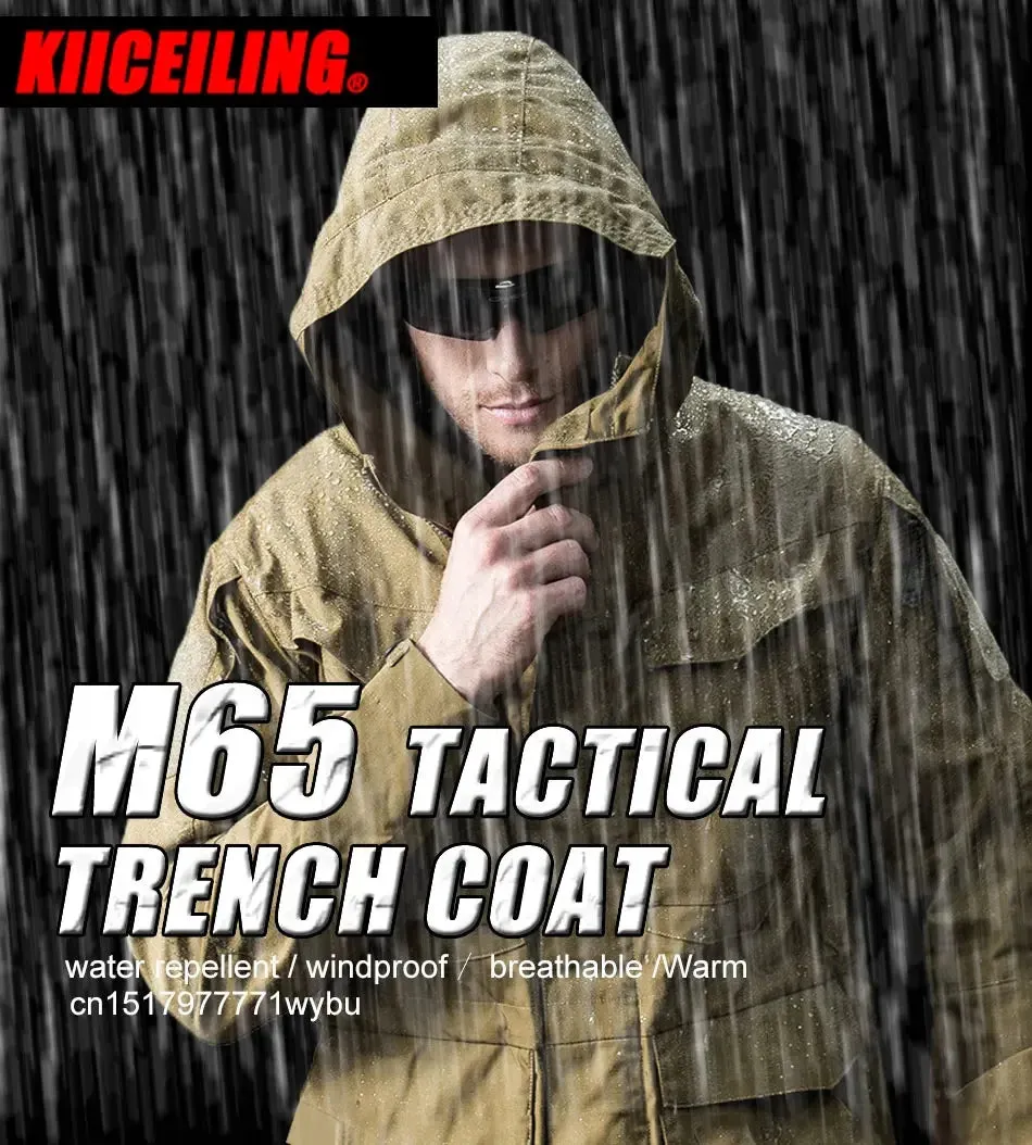 KIICEILING Multicam Military Tactical Jackets For Men Warm Waterproof Windbreakers Army Camouflage Motorcycle Parka Trench Coat