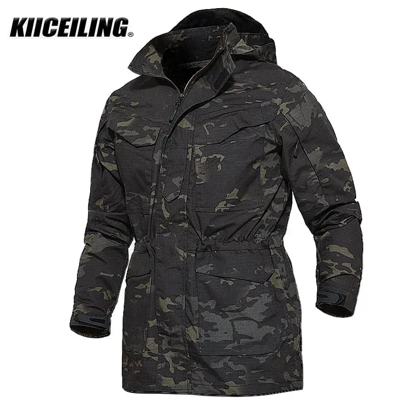 KIICEILING Multicam Military Tactical Jackets For Men Warm Waterproof Windbreakers Army Camouflage Motorcycle Parka Trench Coat