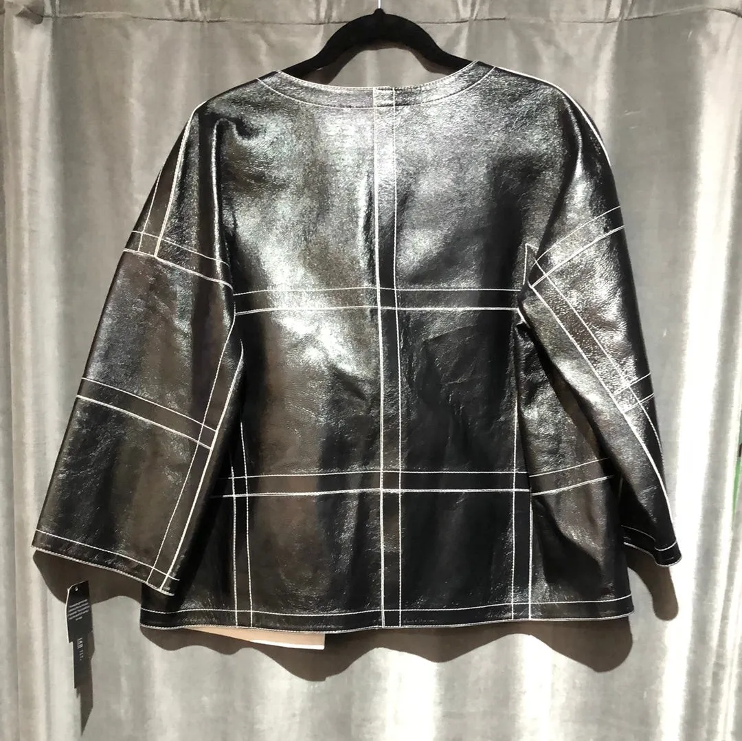 Lafayette 148 black and White leather reversable jacket