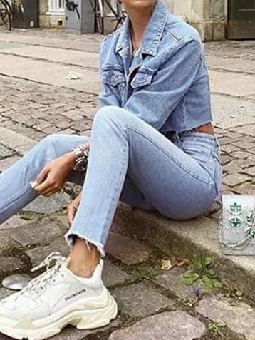 Loose Women's Street Short Cropped Denim Jacket