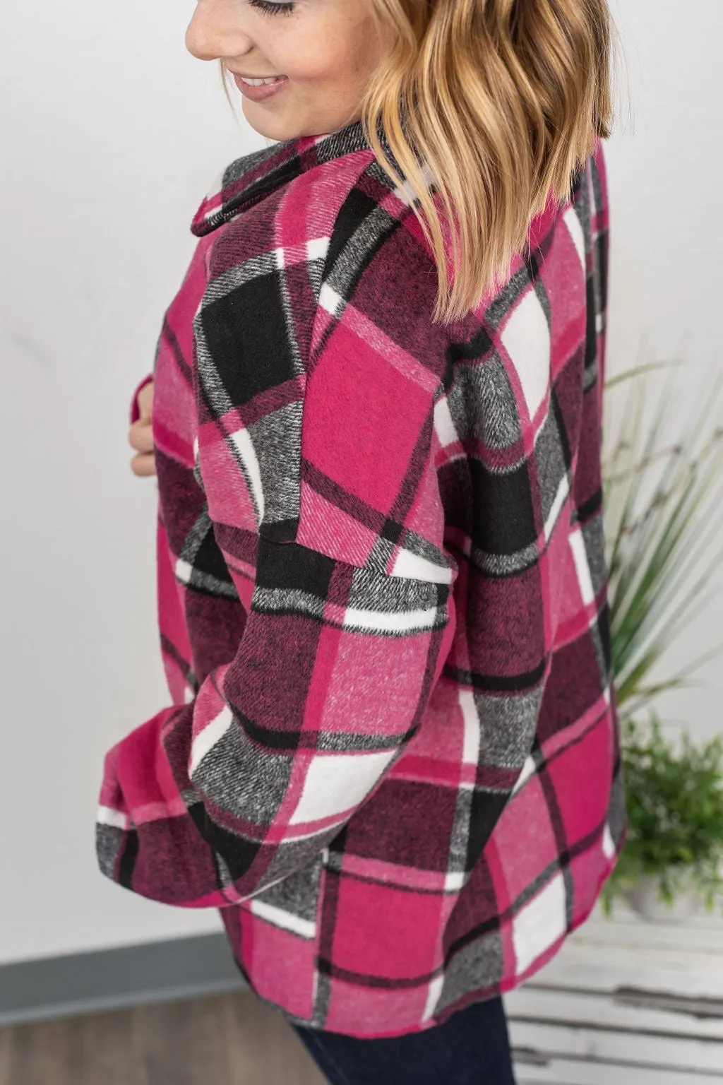Lucy Plaid Shacket - Pink and Black
