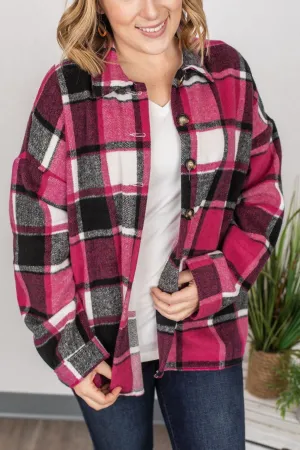 Lucy Plaid Shacket - Pink and Black