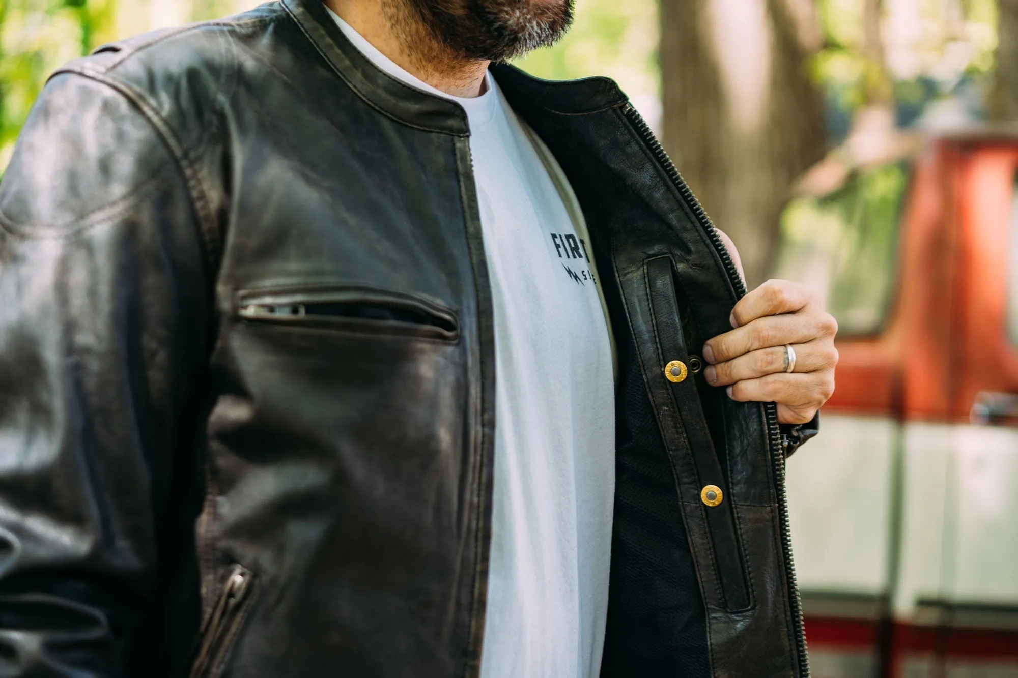 Mad Max - Men's Motorcycle Leather Jacket (Antique Brown)