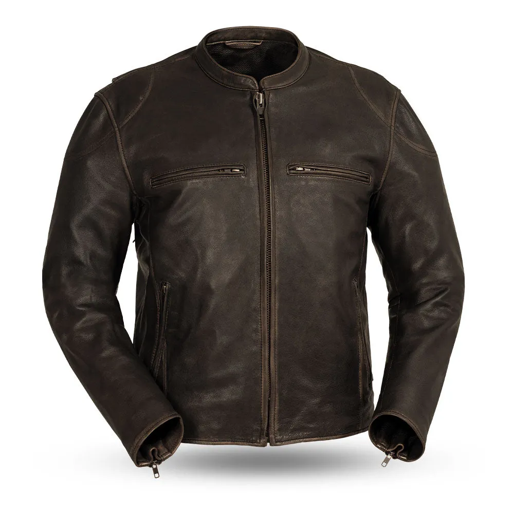 Mad Max - Men's Motorcycle Leather Jacket (Antique Brown)