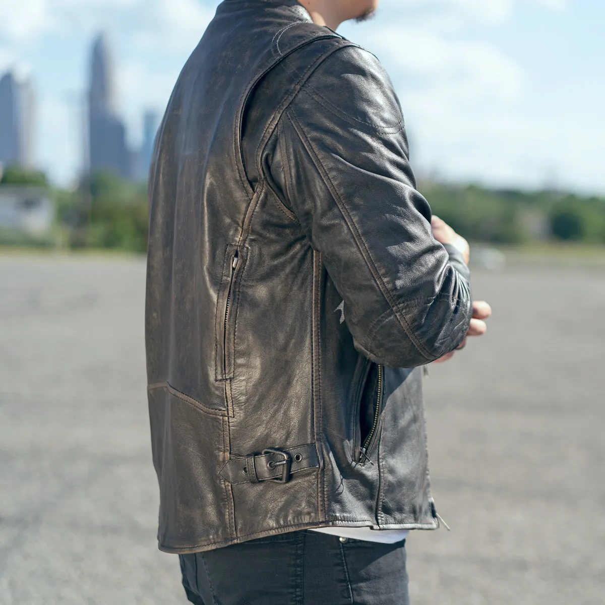 Mad Max - Men's Motorcycle Leather Jacket (Antique Brown)