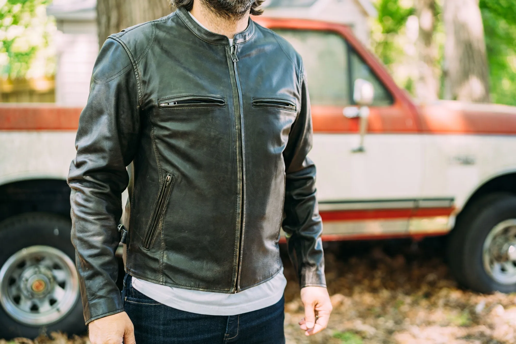 Mad Max - Men's Motorcycle Leather Jacket (Antique Brown)
