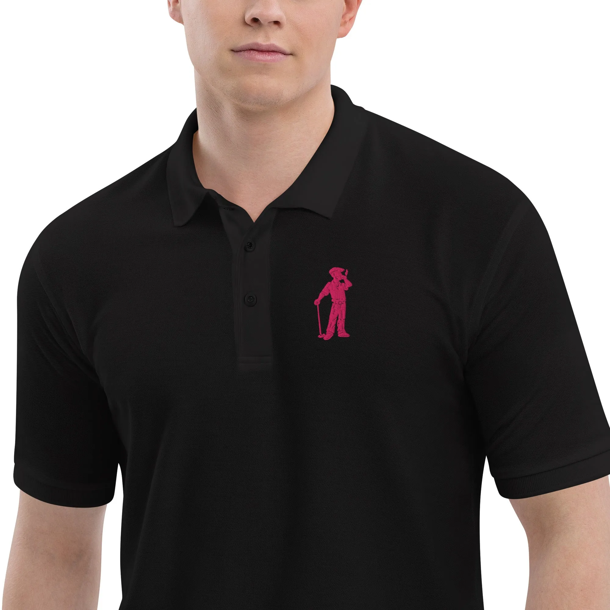 Male Golfer Premium Embroidered Polo - Pink