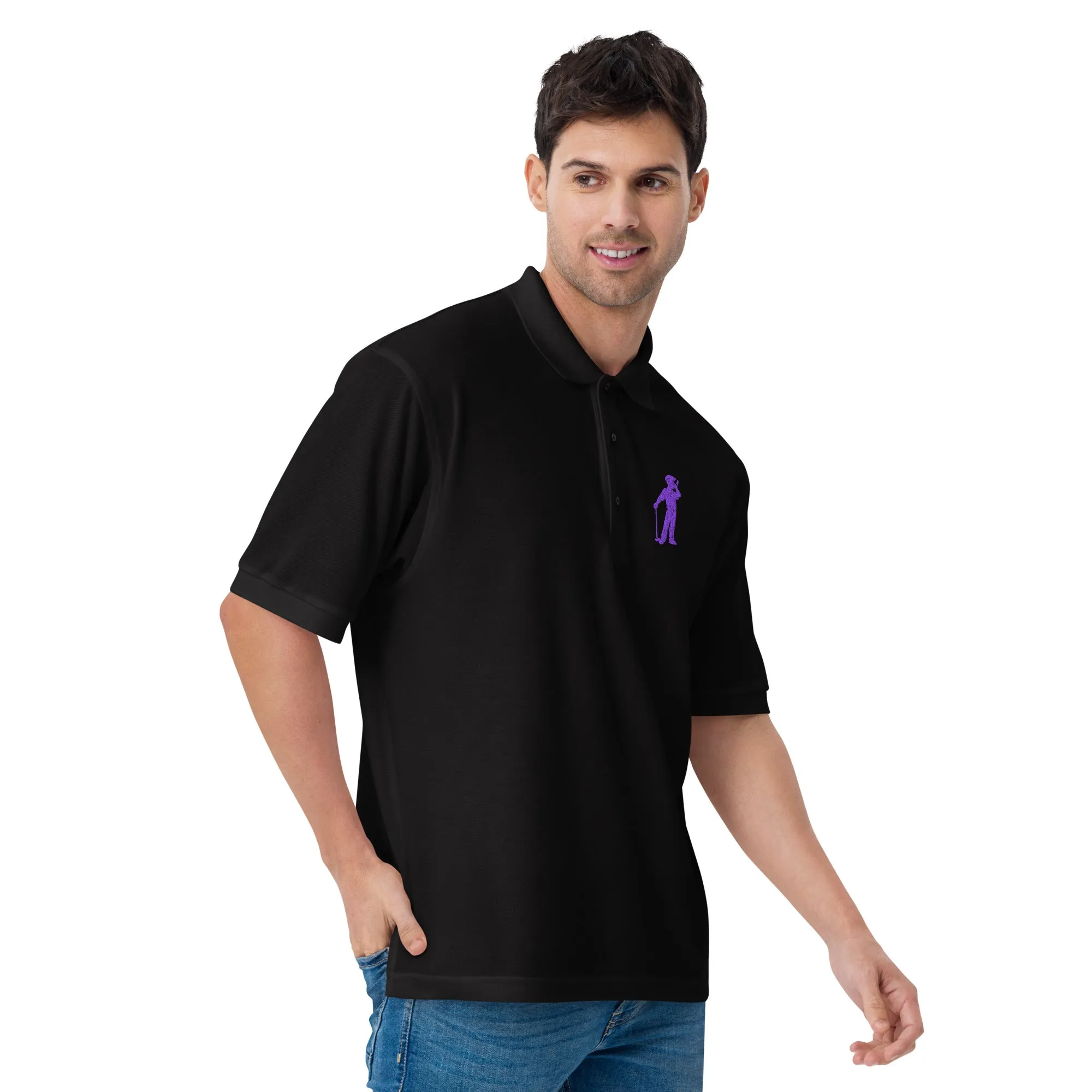 Male Golfer Premium Embroidered Polo - Purple