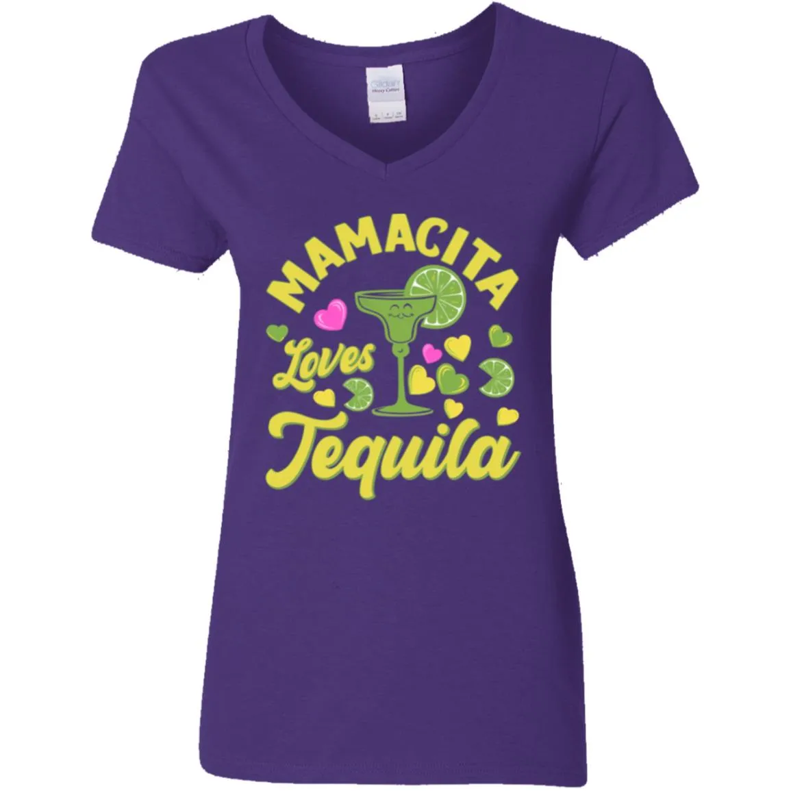 Mamacita Loves Tequila Ladies Party Time V-Neck T-Shirt