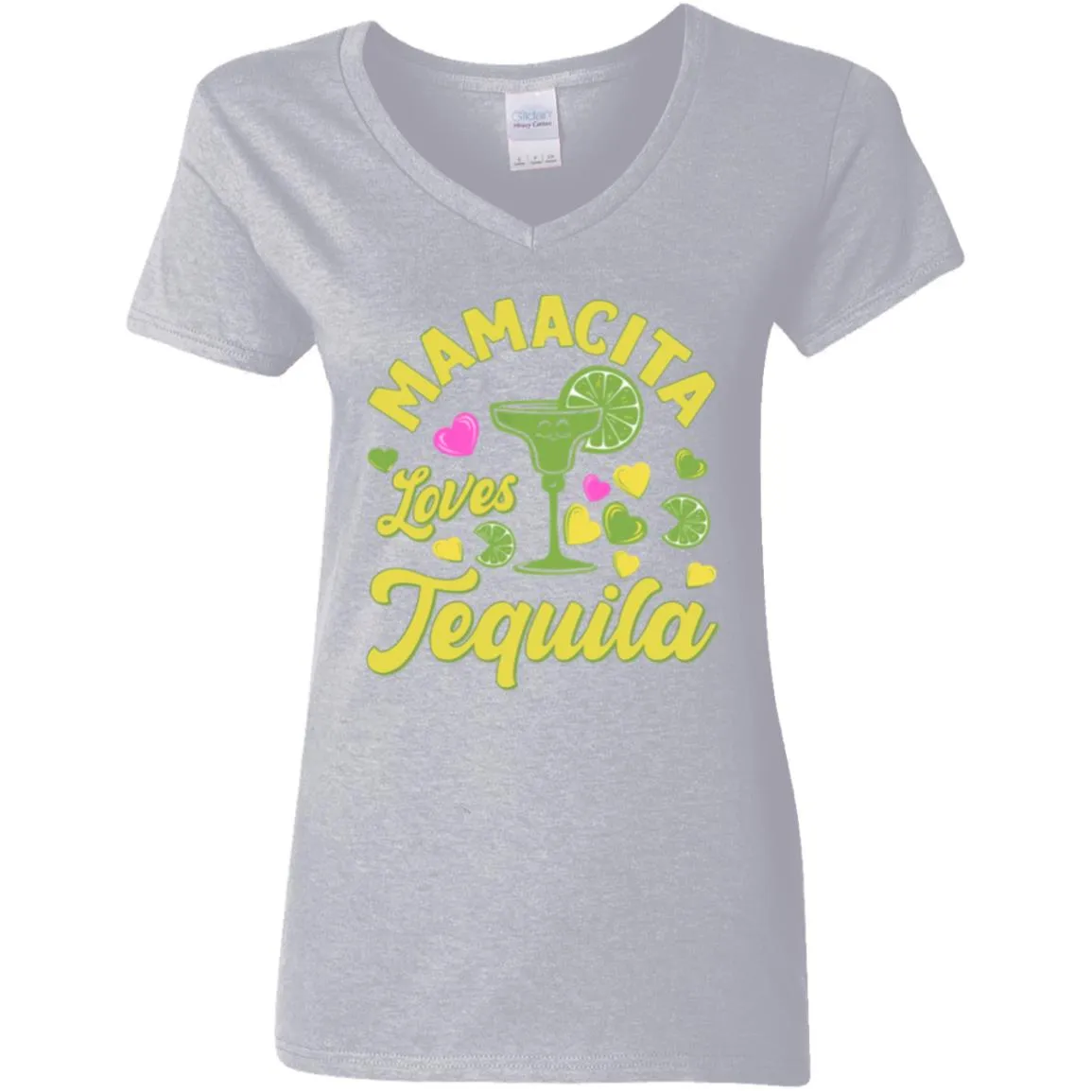 Mamacita Loves Tequila Ladies Party Time V-Neck T-Shirt