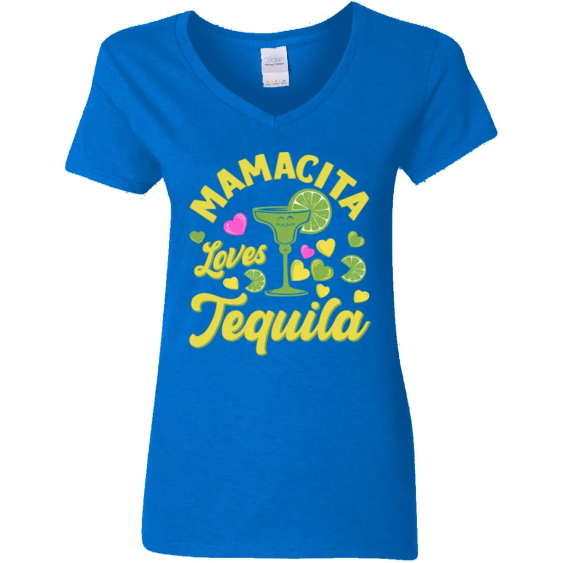 Mamacita Loves Tequila Ladies Party Time V-Neck T-Shirt