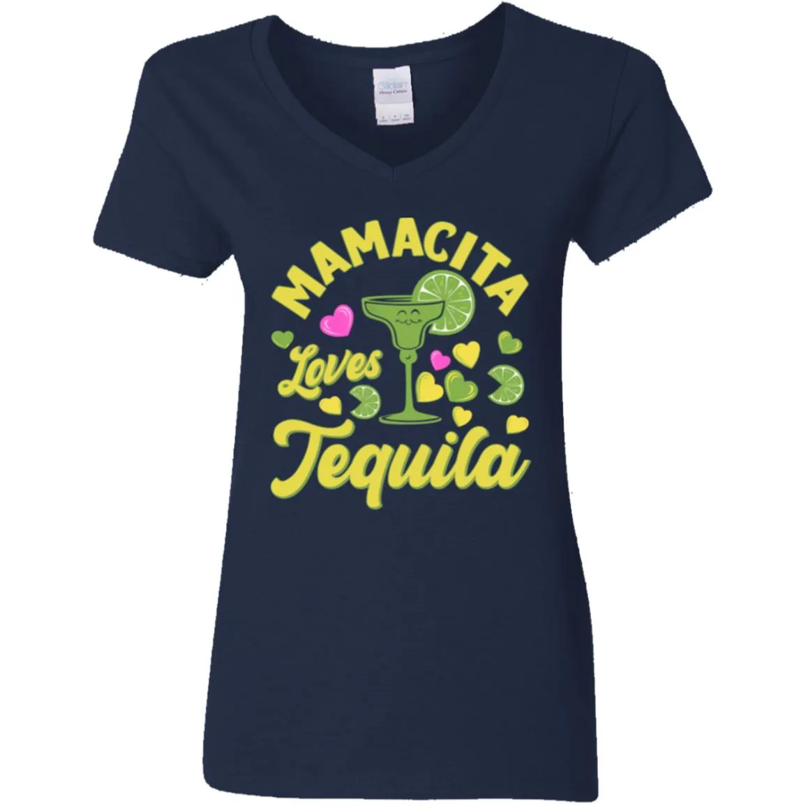 Mamacita Loves Tequila Ladies Party Time V-Neck T-Shirt