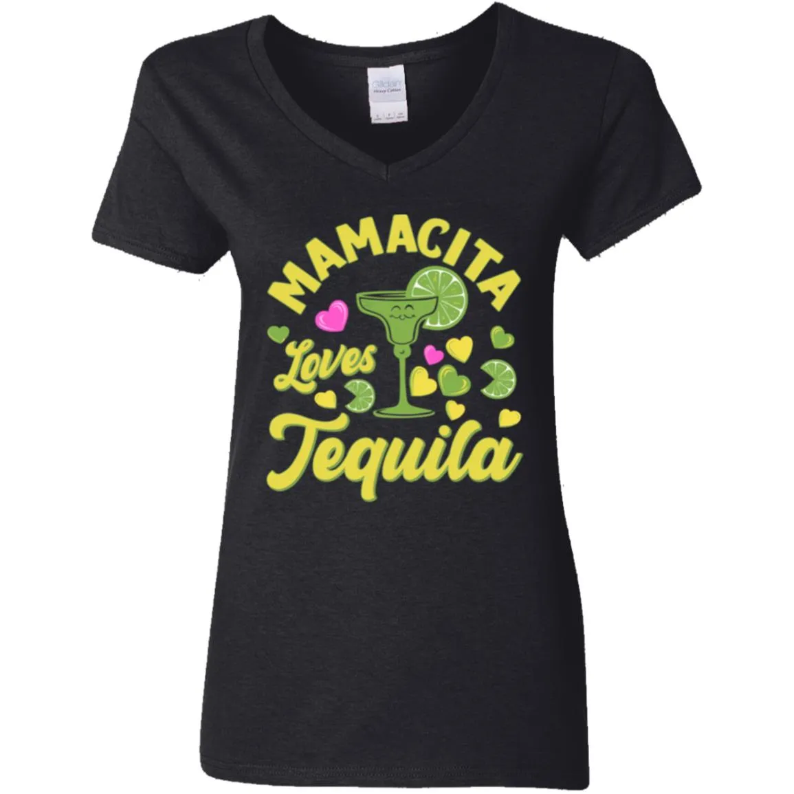 Mamacita Loves Tequila Ladies Party Time V-Neck T-Shirt
