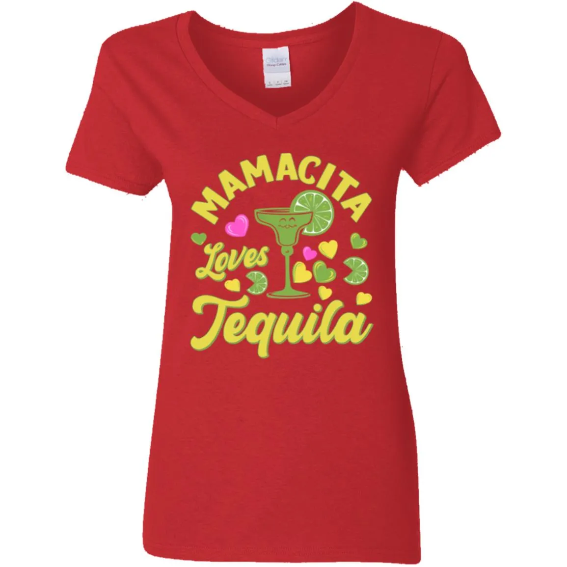 Mamacita Loves Tequila Ladies Party Time V-Neck T-Shirt