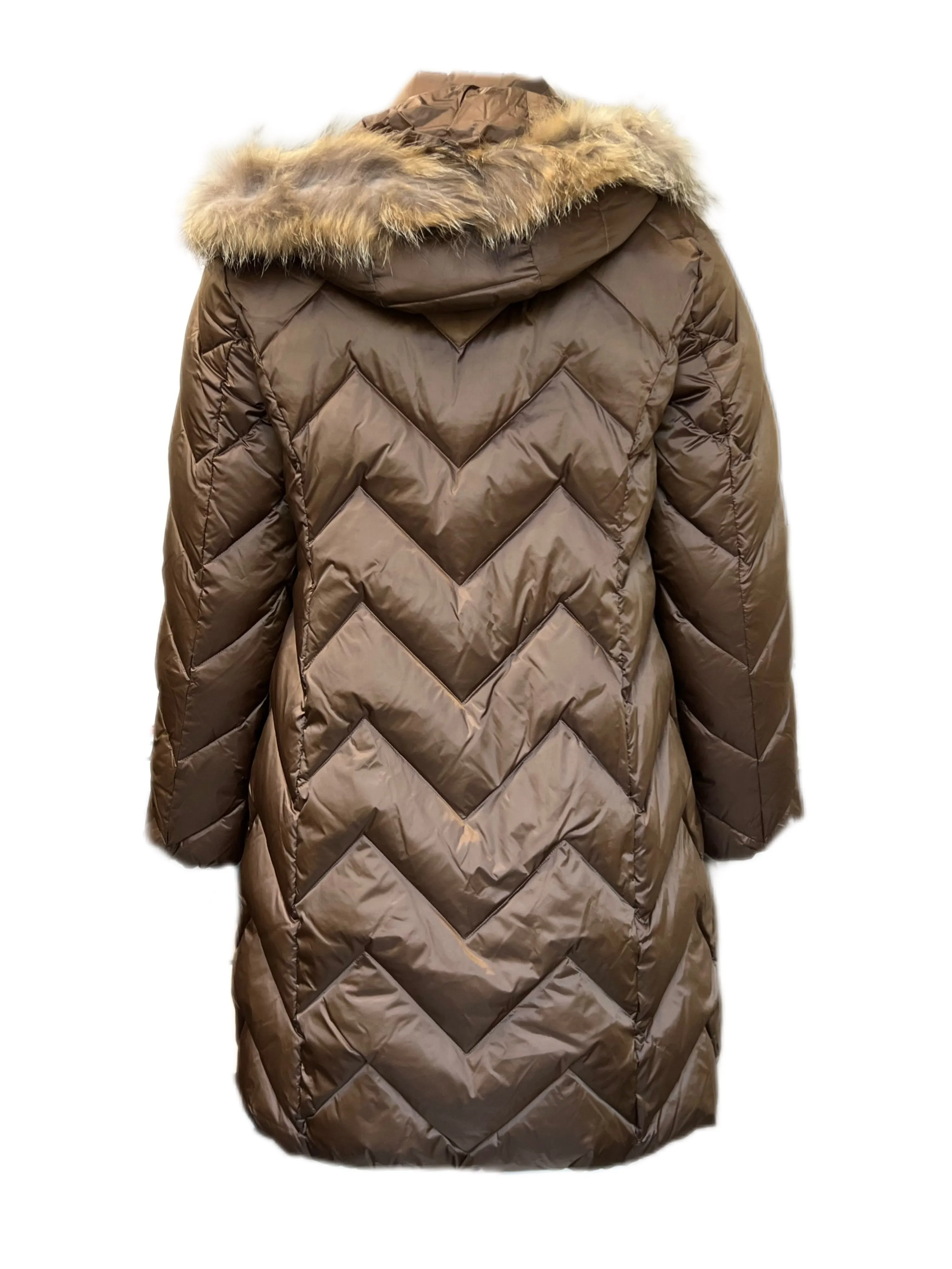 Marina Rinaldi Women's Brown Pandoro Hooded Down Coat NWT