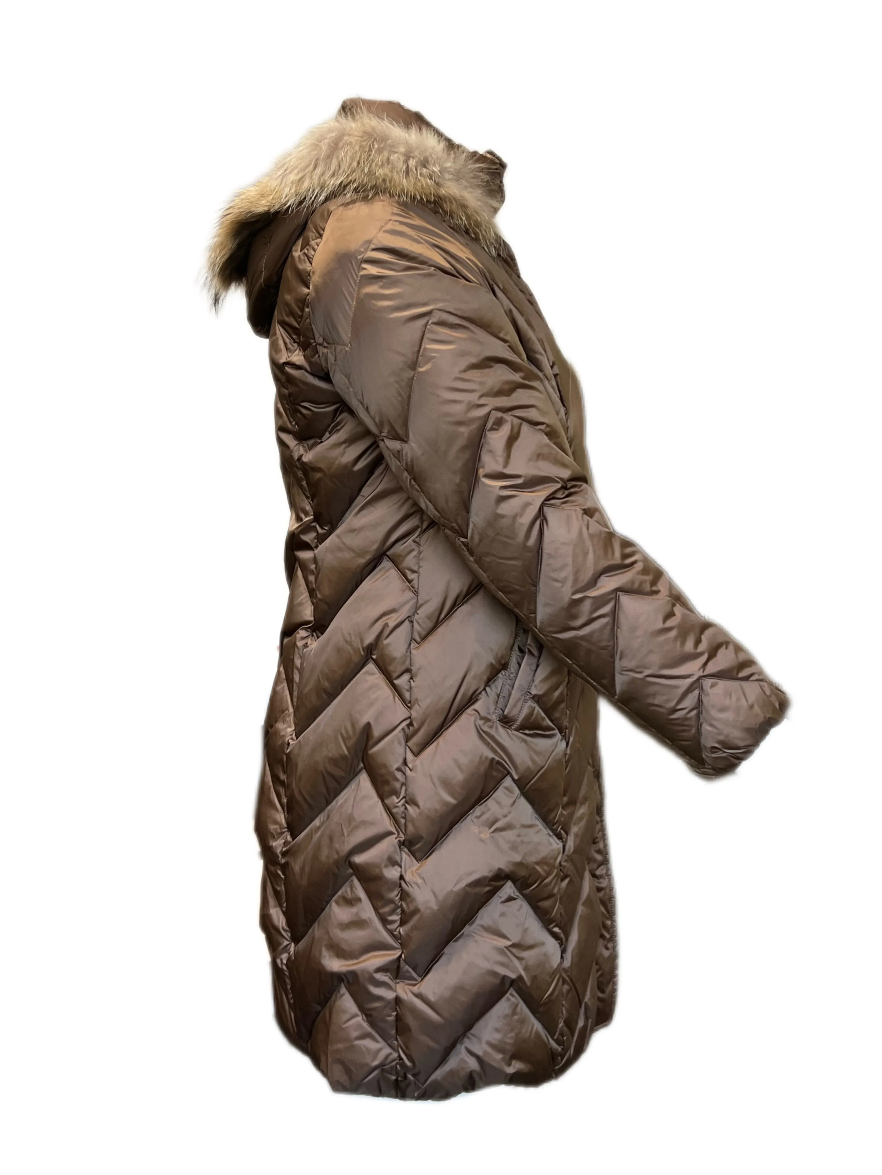 Marina Rinaldi Women's Brown Pandoro Hooded Down Coat NWT