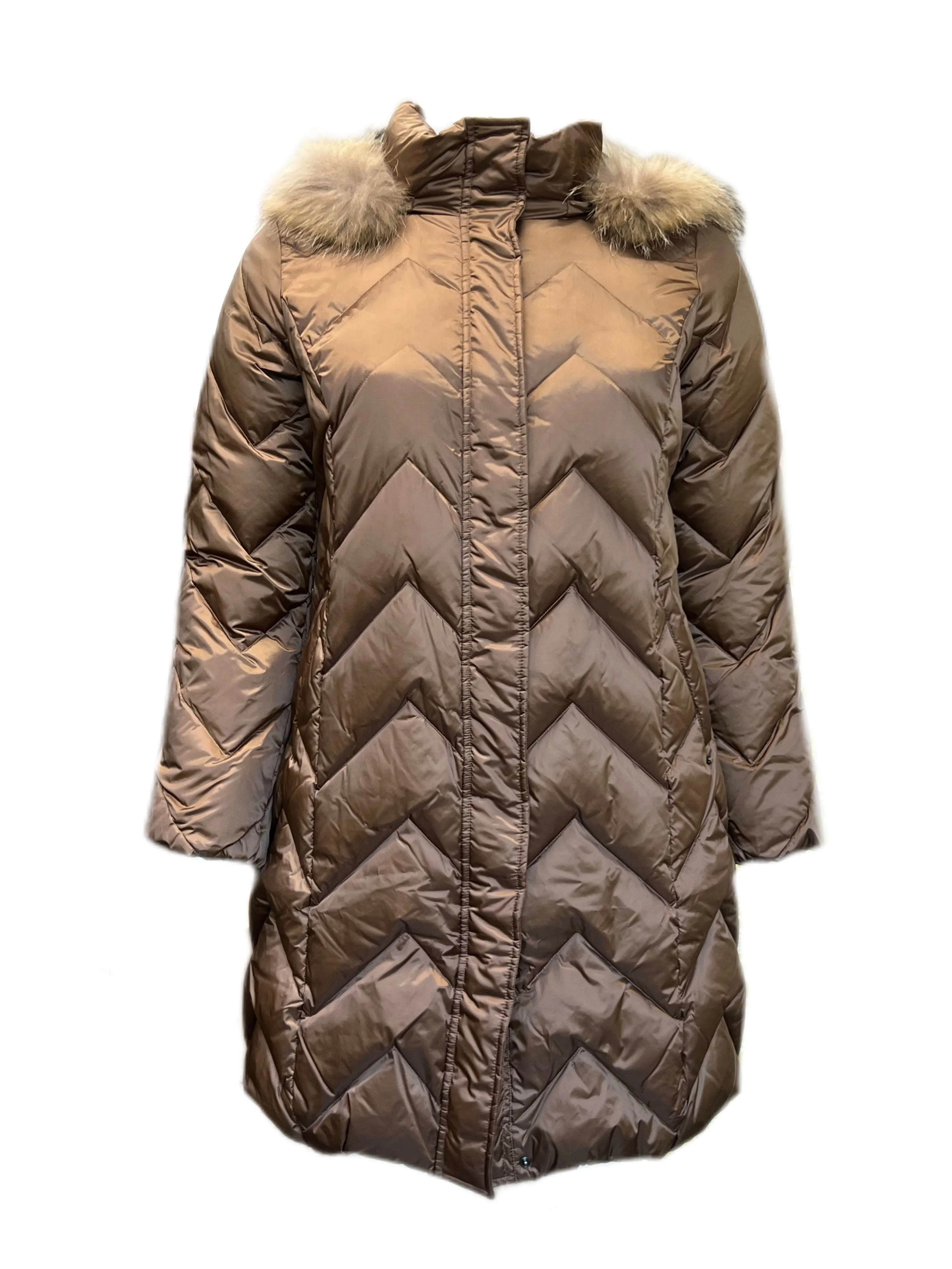 Marina Rinaldi Women's Brown Pandoro Hooded Down Coat NWT