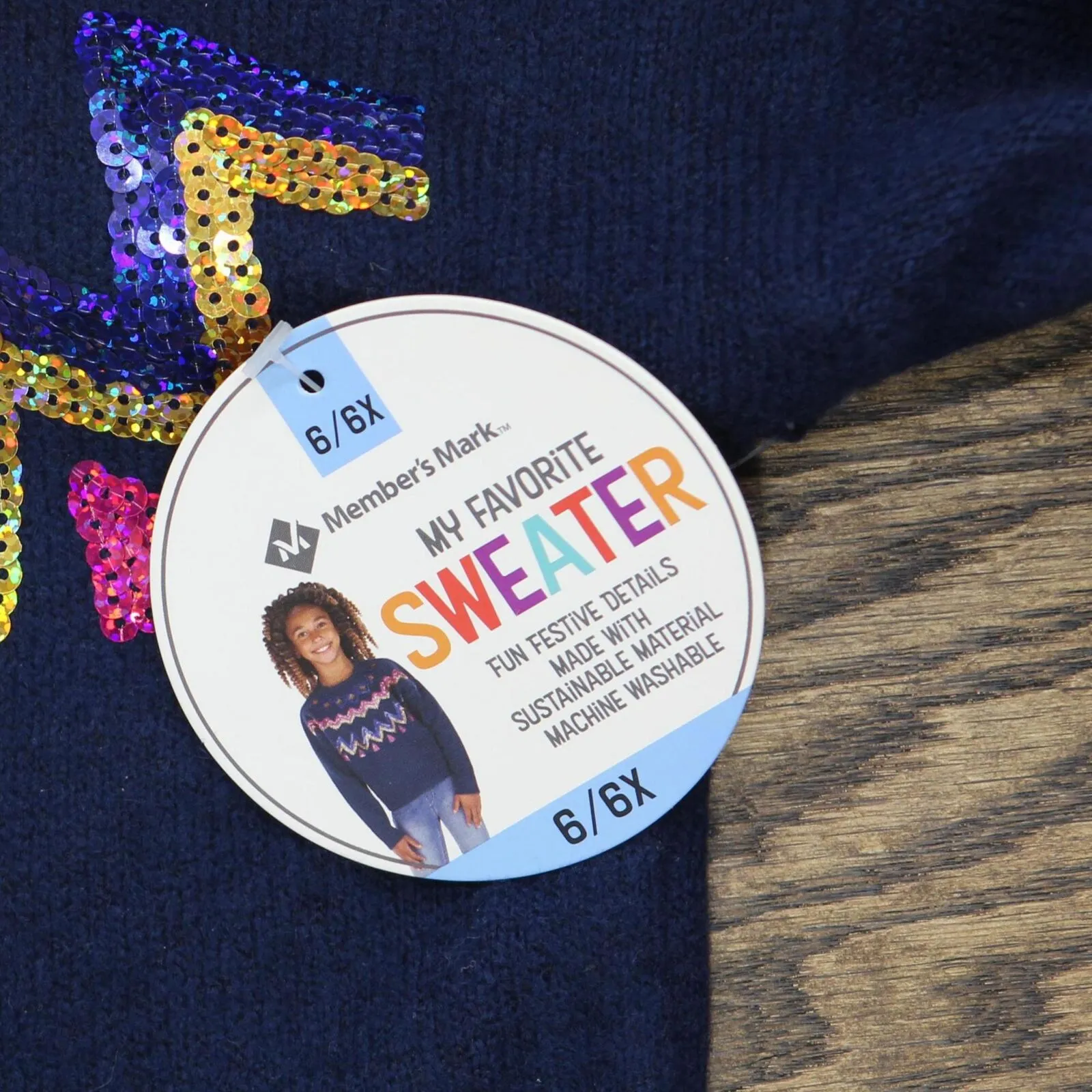 Member's Mark Sequin Girls My Favorite Sweater G91564
